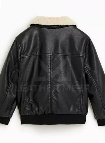 Kids Boy Leather Effect Jacket Outerwear Black