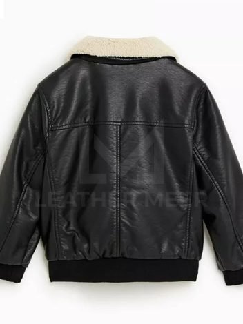 Kids Boy Leather Effect Jacket Outerwear Black