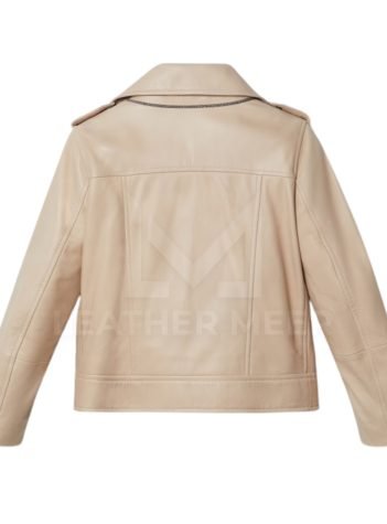 Kids Cream Leather Jacket