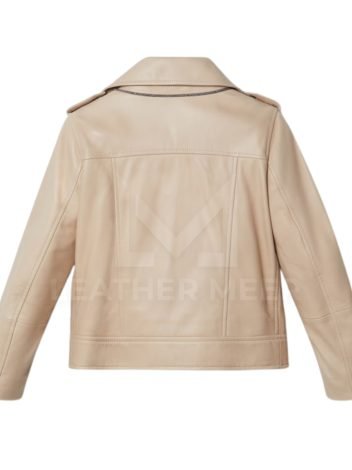 Kids Cream Leather Jacket