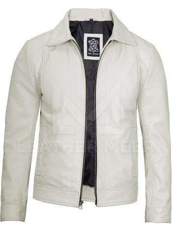 Men's Off White Real Leather Jacket